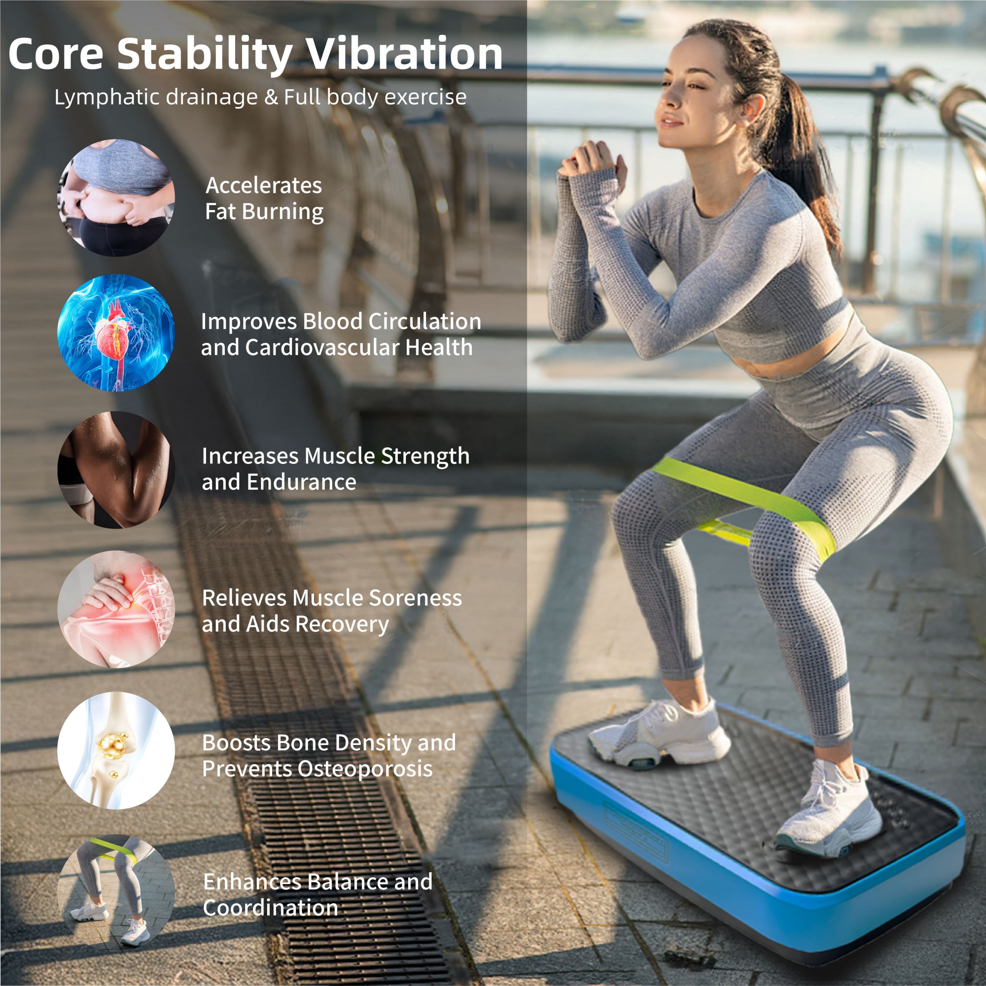 Vibration Plate Exercise Machine, Whole Body Fitness Platform For Lymphatic Drainage, Vibrating Shaker Board With 120 Speed Levels, Weight Loss And Fat Burner Workout Equipment For Women And Men_voghion.com
